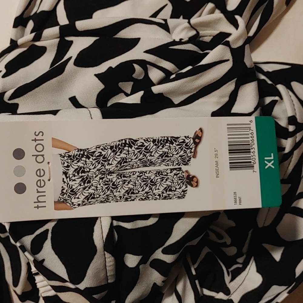 NWT Three Dots Women's Pull-On‎ Pant Black/White - Picture 6 of 9